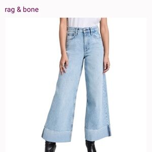Rag and Bone Sofie Cuffed High Waist Wide Leg Jeans